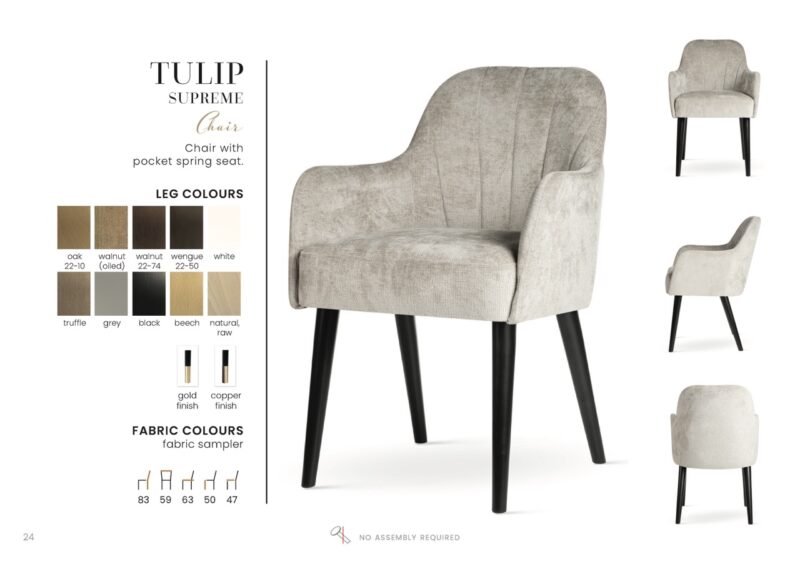 TULIP SUPREME étkezőszék | táskarugós étkezőszék, választható szövet / lábszín